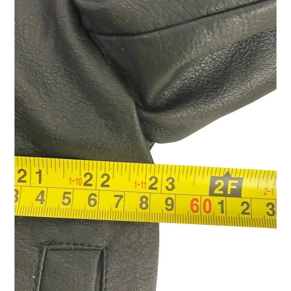 Zara Mens faux Leather Bomber Biker Jacket Coat L Large Black Full Zip NWOT